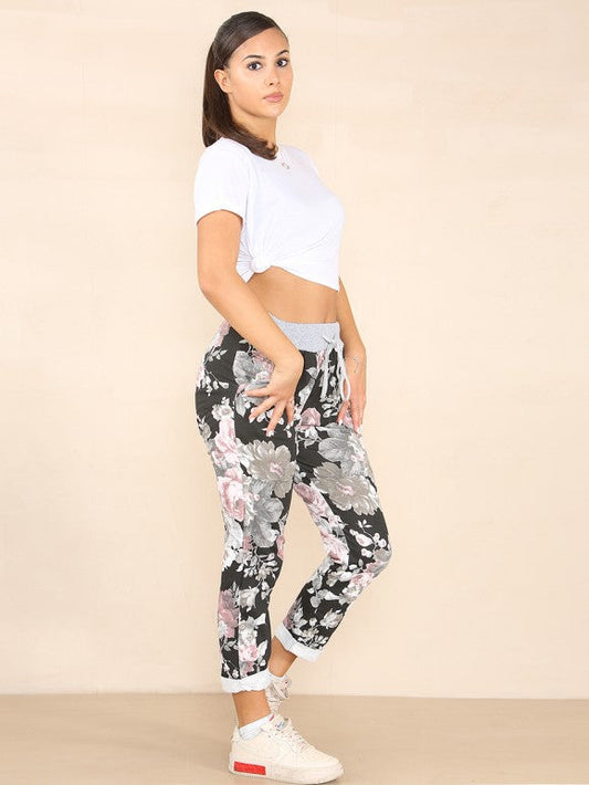The Cottage Collection | Black Floral - Maisie Joggers