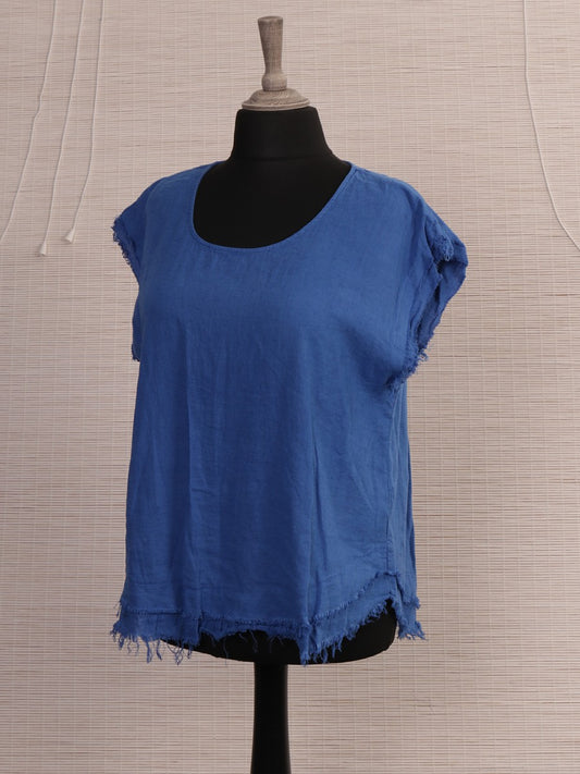 The Cottage Collection | Royal Blue - Casey Raw Edge Top