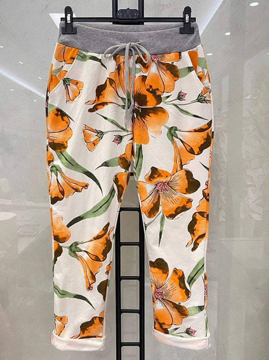 The Cottage Collection | Orange -  Tulip Print Joggers