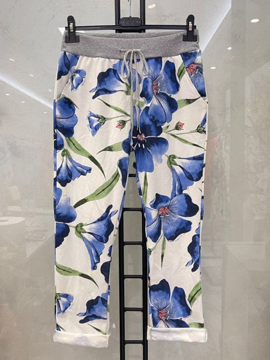 The Cottage Collection | Royal Blue Tulip Print Joggers