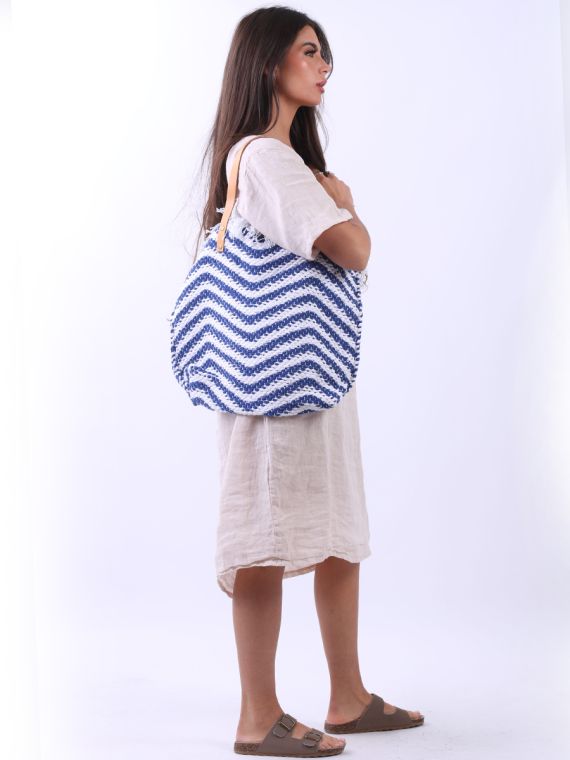 The Cottage Collection | Blue Wavy Canvas Bag