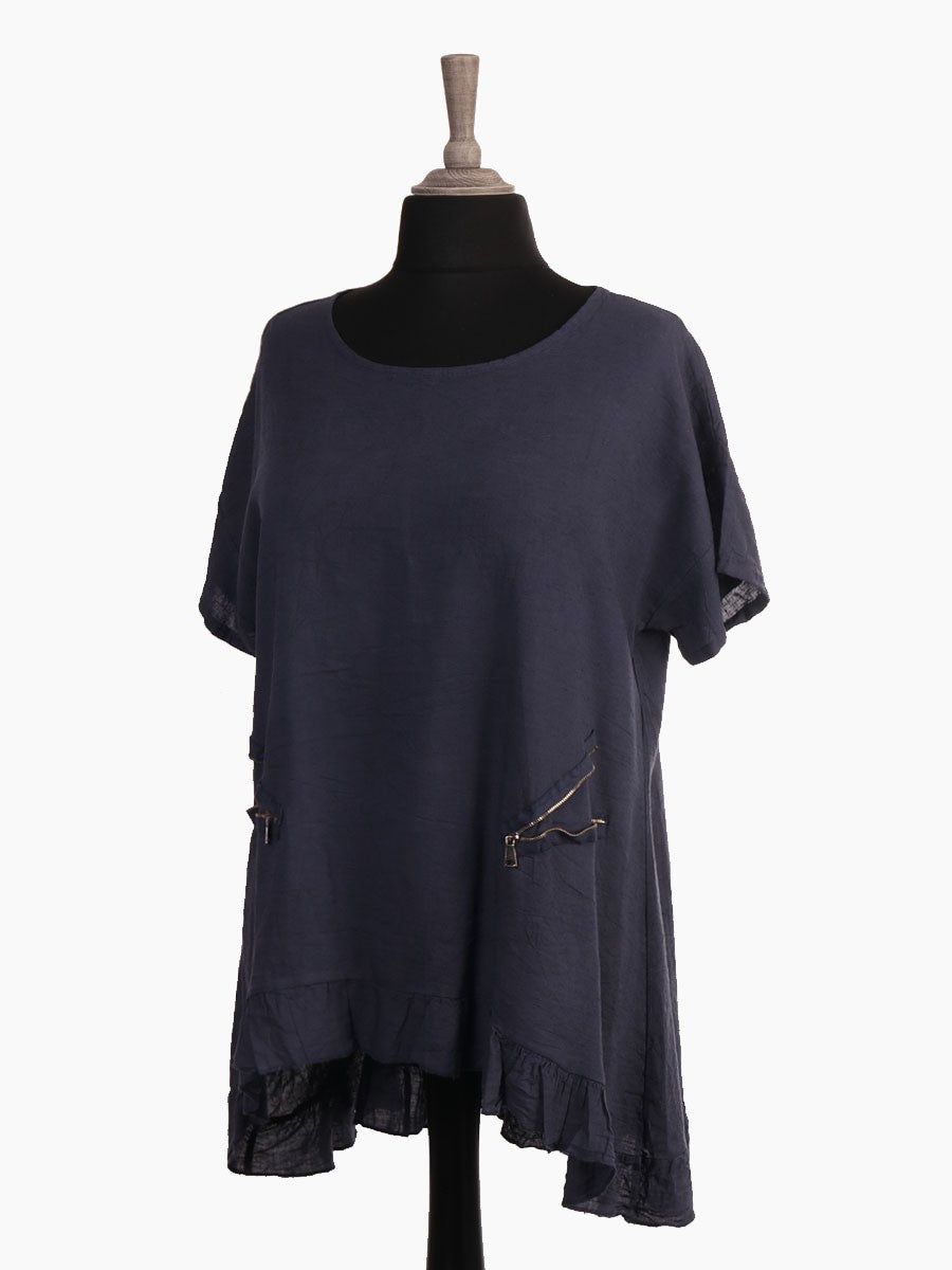 The Cottage Collection | Navy - Maggie Linen Zip Top