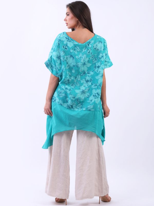 The Cottage Collection | Teal - Gretchen Floral Cotton Tunic