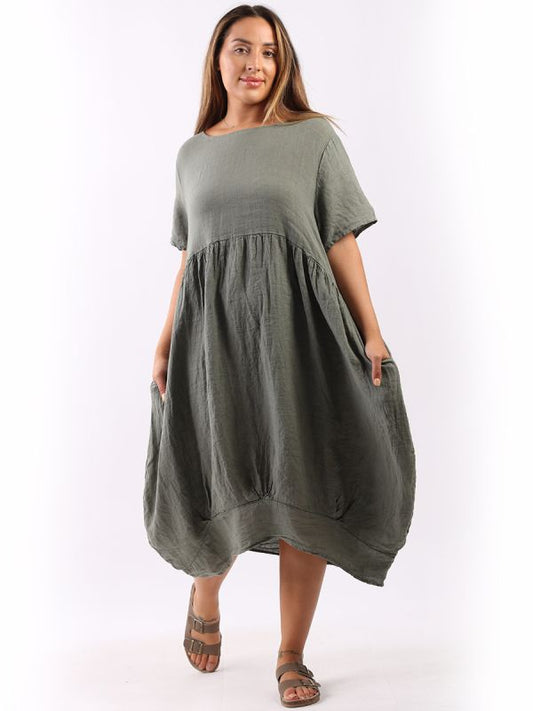 The Cottage Collection | Khaki Jess Linen Dress