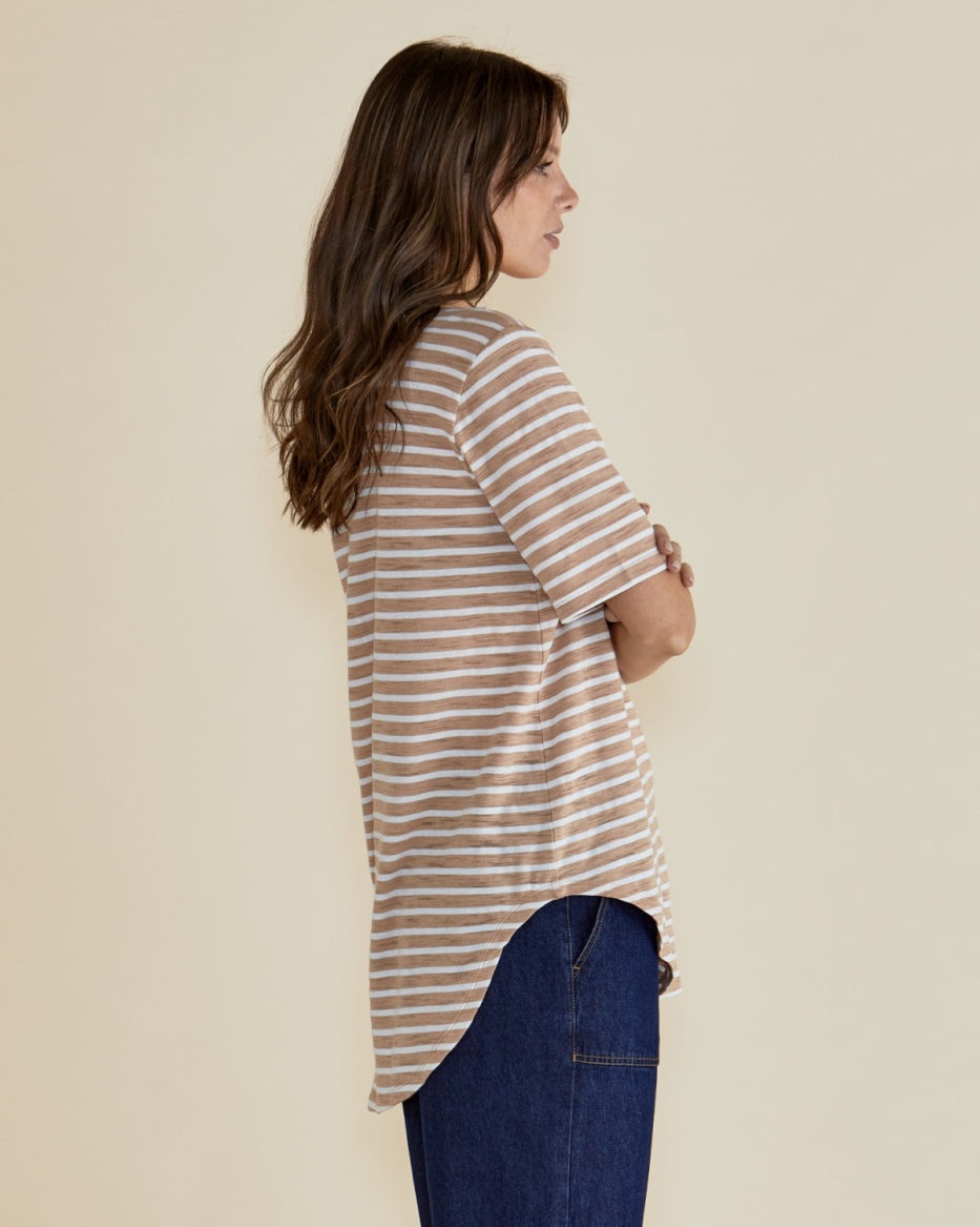 Betty Basics | Ariana Tee - Beige Stripe