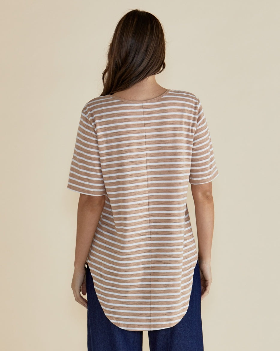 Betty Basics | Ariana Tee - Beige Stripe