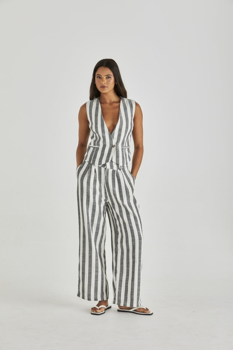 Sass | Nevada Pant - Cream Black Stripe