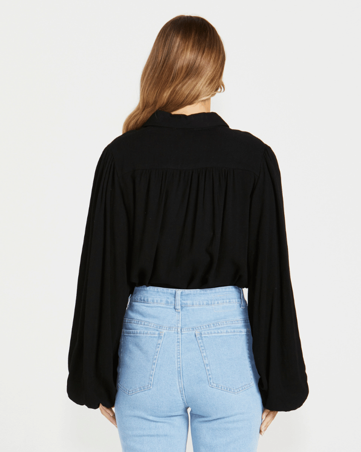 Sass | Black - Chapel Trim Shirt