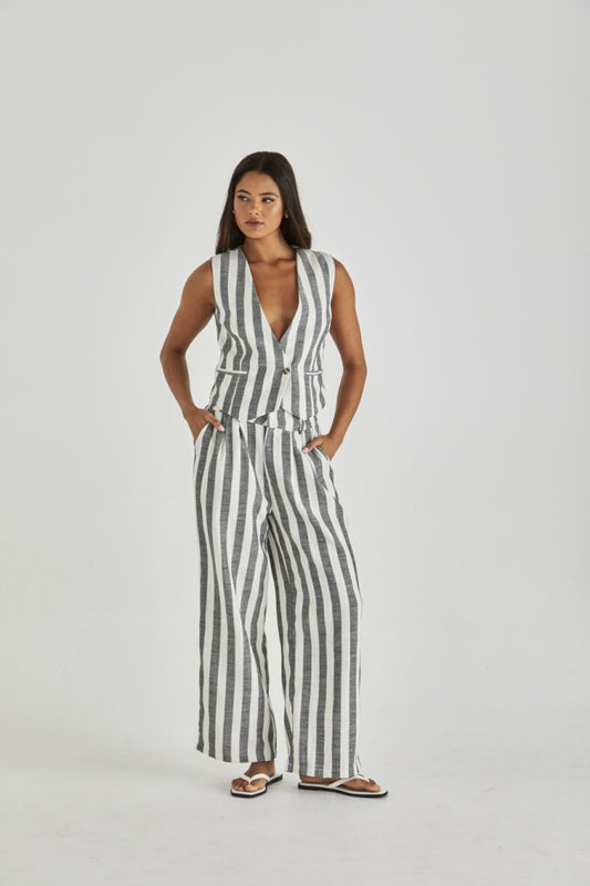 Sass | Nevada Pant - Cream Black Stripe