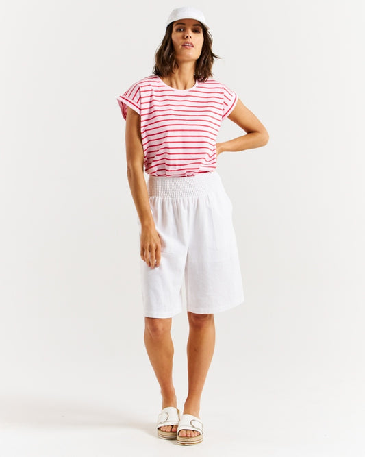 Betty Basics | White - Lee Bermuda Short