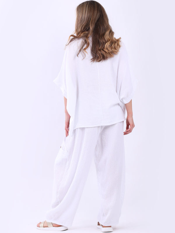 The Cottage Collection | White - Addie Linen Cowl Neck Top