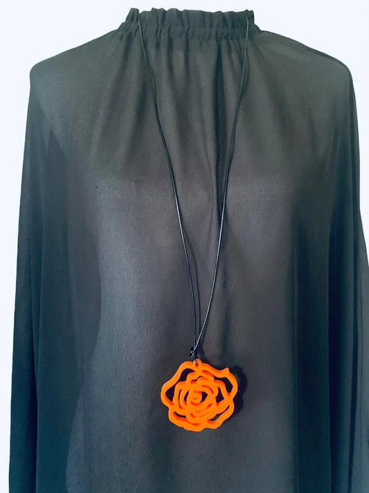 Two Blonde Bobs | Necklace - Large Orange Rose