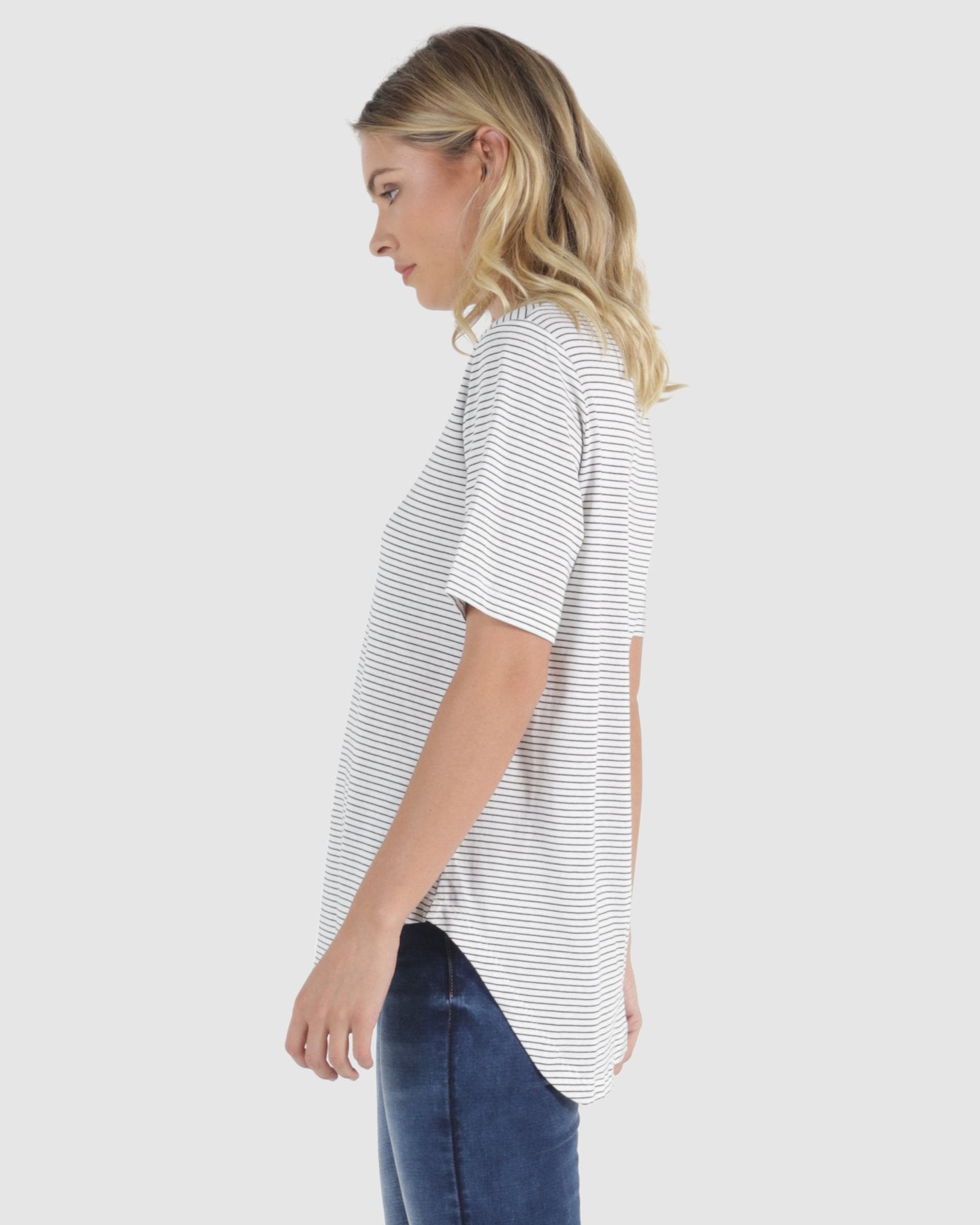 Betty Basics | Ariana Tee - White/Jet Black Stripe