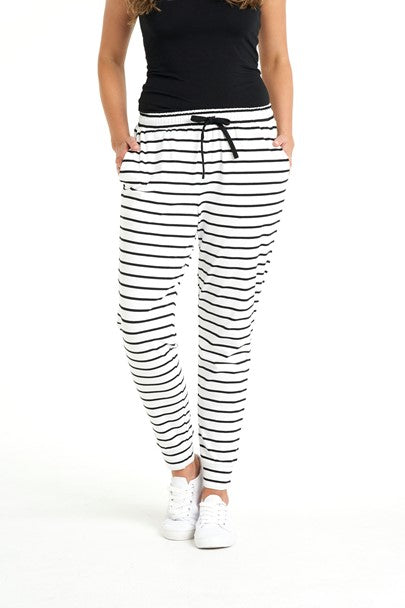 Betty Basics | White/Black Stripe Heidi Pant