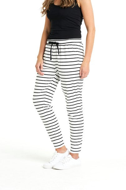 Betty Basics | White/Black Stripe Heidi Pant