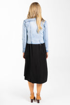 PQ Collection | Light Blue Frayed Denim Jacket