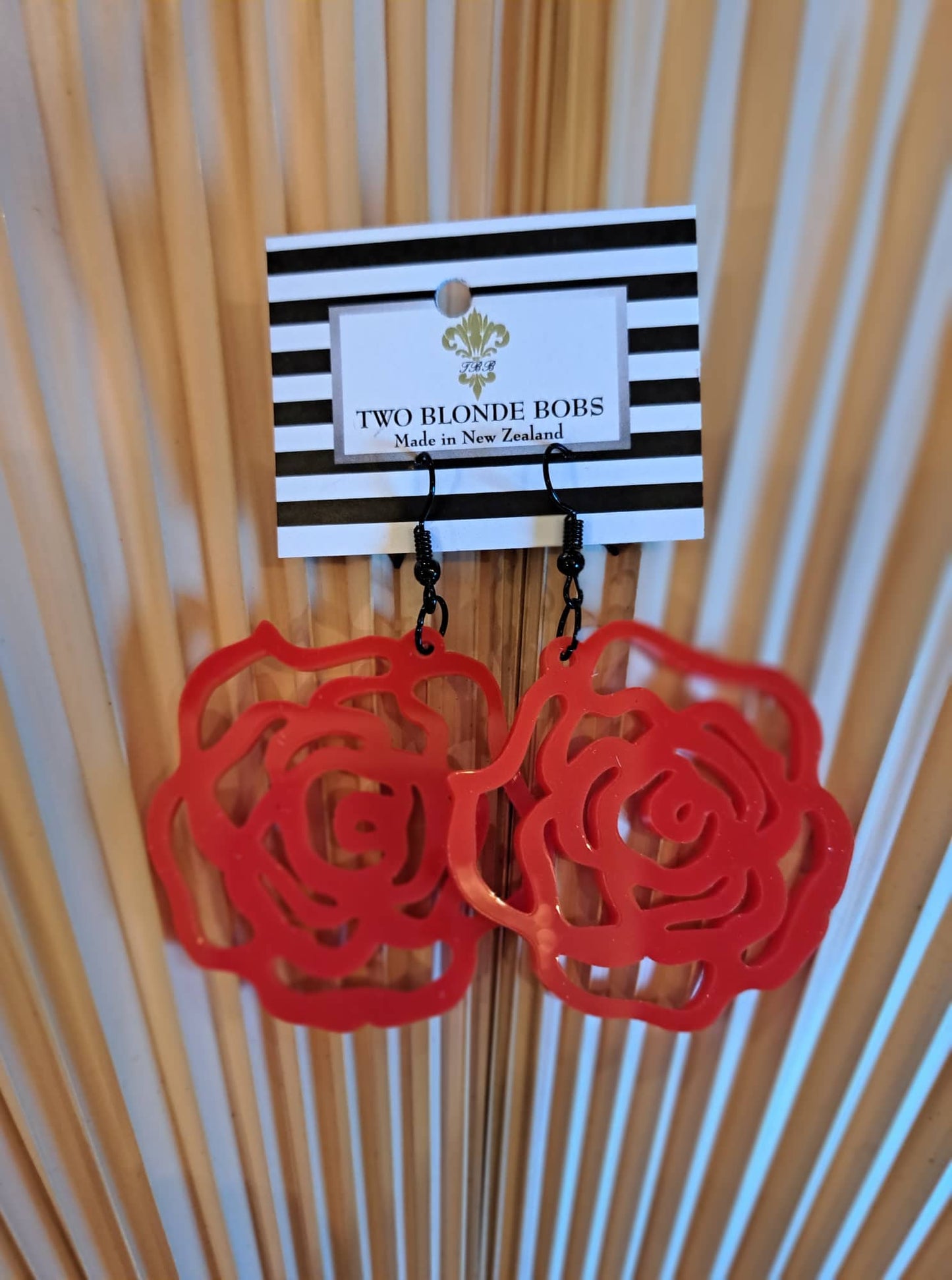 Two Blonde Bobs | Red Rose Earrings