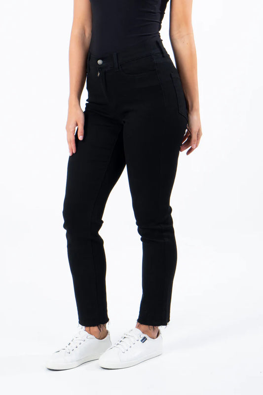 PQ Collection | Black Frayed Slim Fit Jean