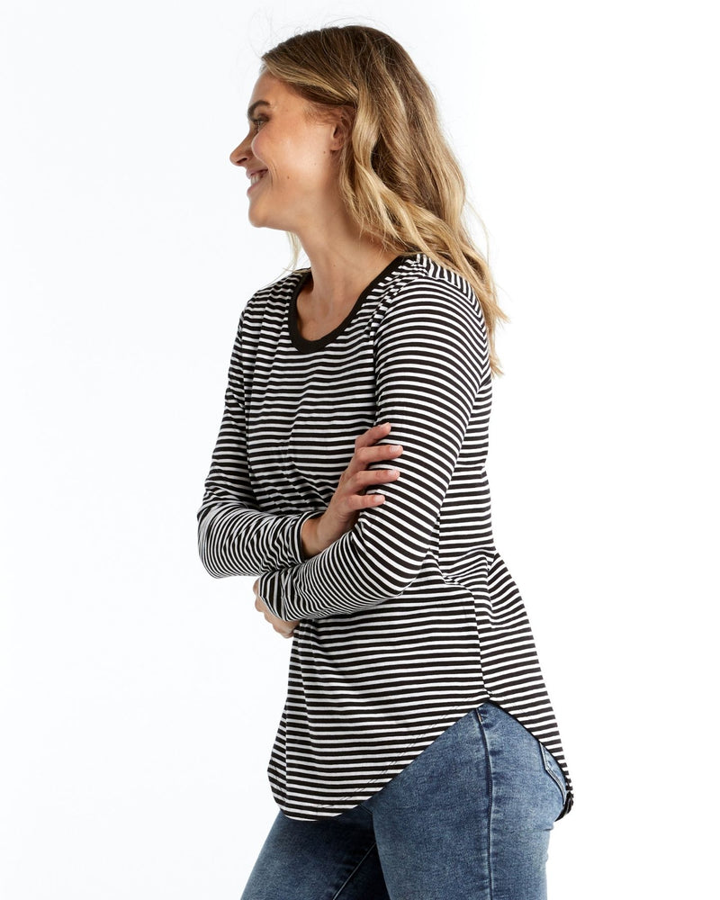 Betty Basics | White/Black Stripe Megan Long Sleeve