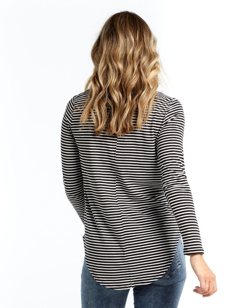 Betty Basics | White/Black Stripe Megan Long Sleeve