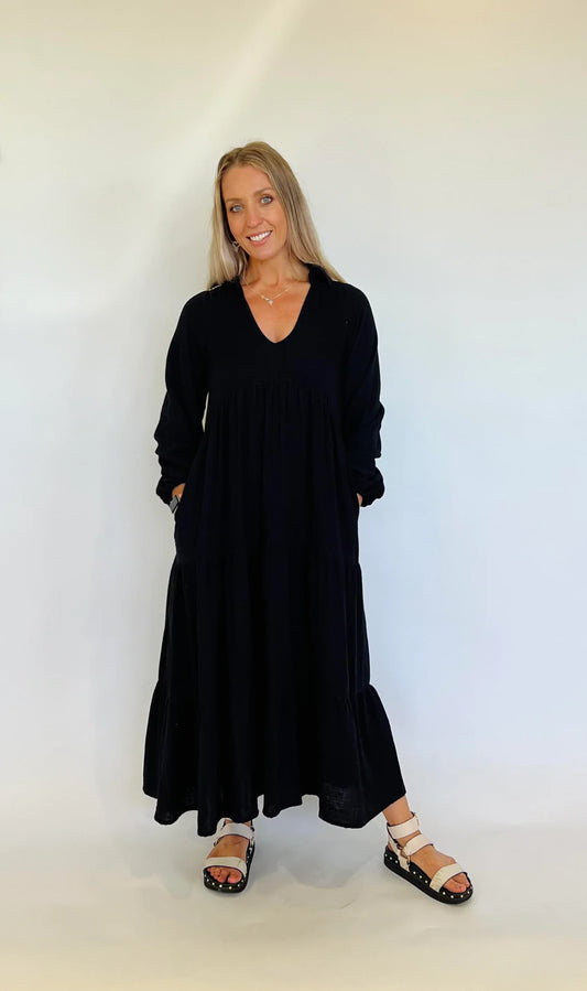 Florencia The Label | Black - Florence/Yasamin Long Sleeve Midi Dress
