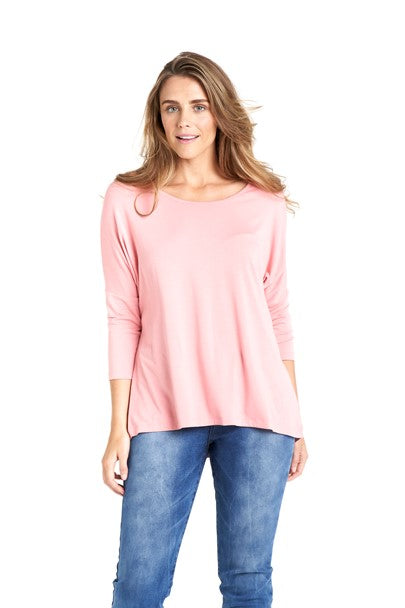 Betty Basics | Salmon Pink Milan 3/4 Top