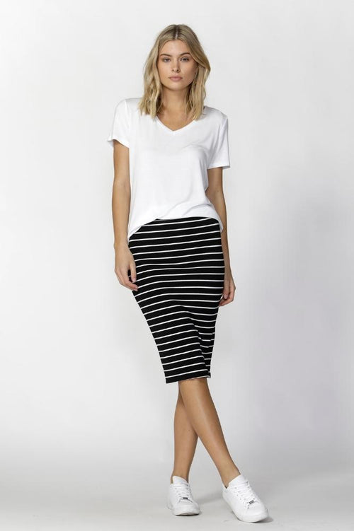 Betty BasicsBlack| Stripe Alicia Skirt