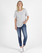 Betty Basics | Ariana Tee - White/Jet Black Stripe