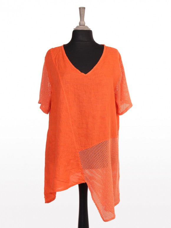 The Cottage Collection | Orange Connie Asymmetric Hem Crochet Top