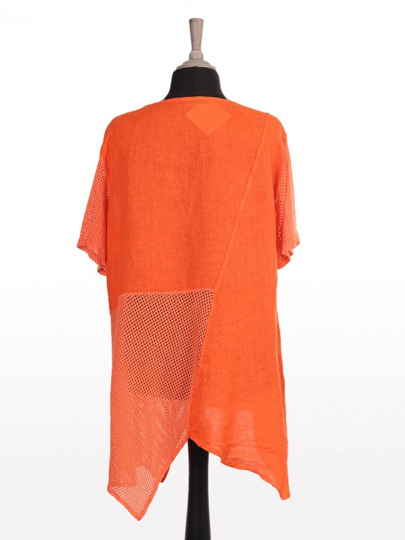 The Cottage Collection | Orange Connie Asymmetric Hem Crochet Top