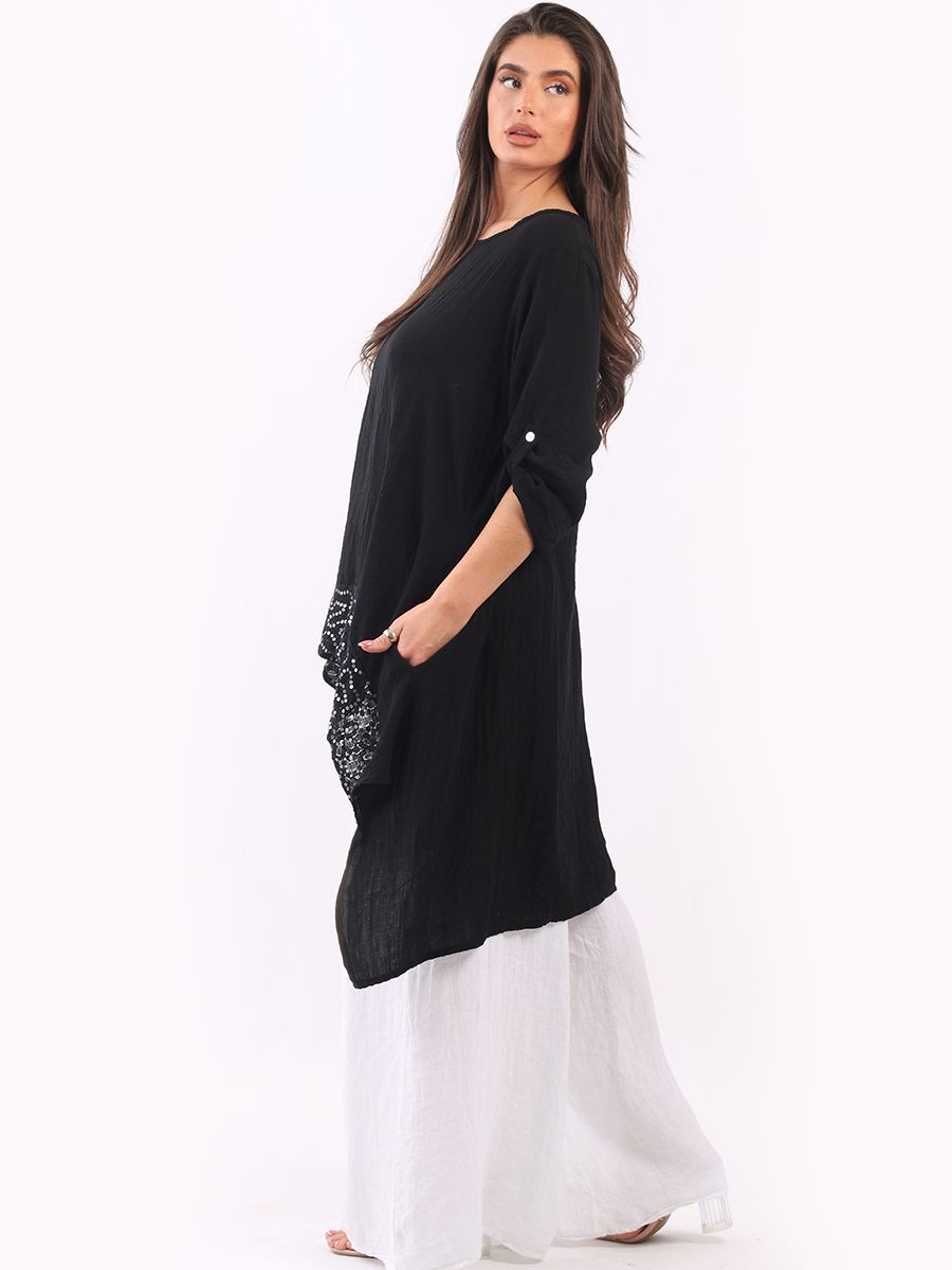 The Cottage Collection | Black Caprice Sequin Tunic Dress