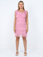 The Cottage Collection | Cherry Silk Tiered Ruffle Sleeveless Party Dress