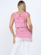 The Cottage Collection | Cherry Silk Tiered Ruffle Sleeveless Top